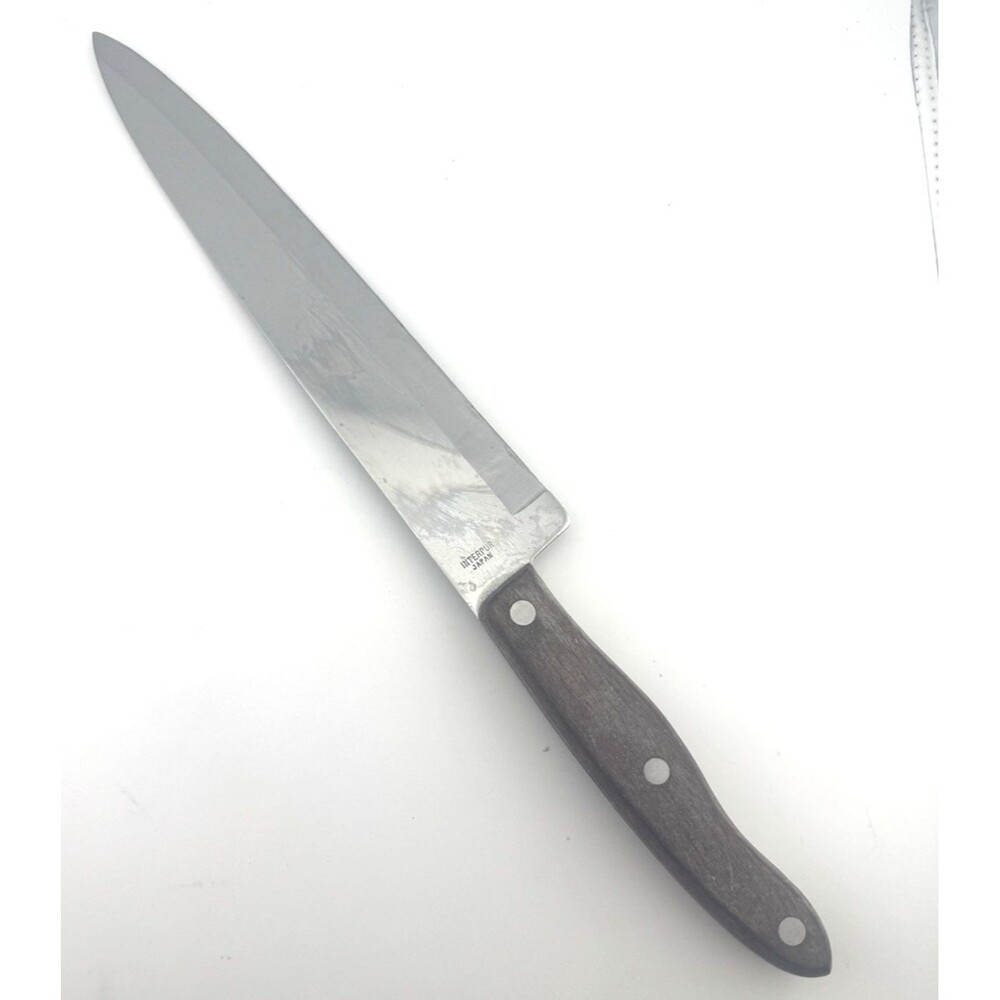 Vintage Interpur Stainless Steel Butcher Carving Knife Wood Handle 9" Japan